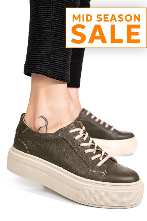 Pantofi sport olive piele naturala 3s77000