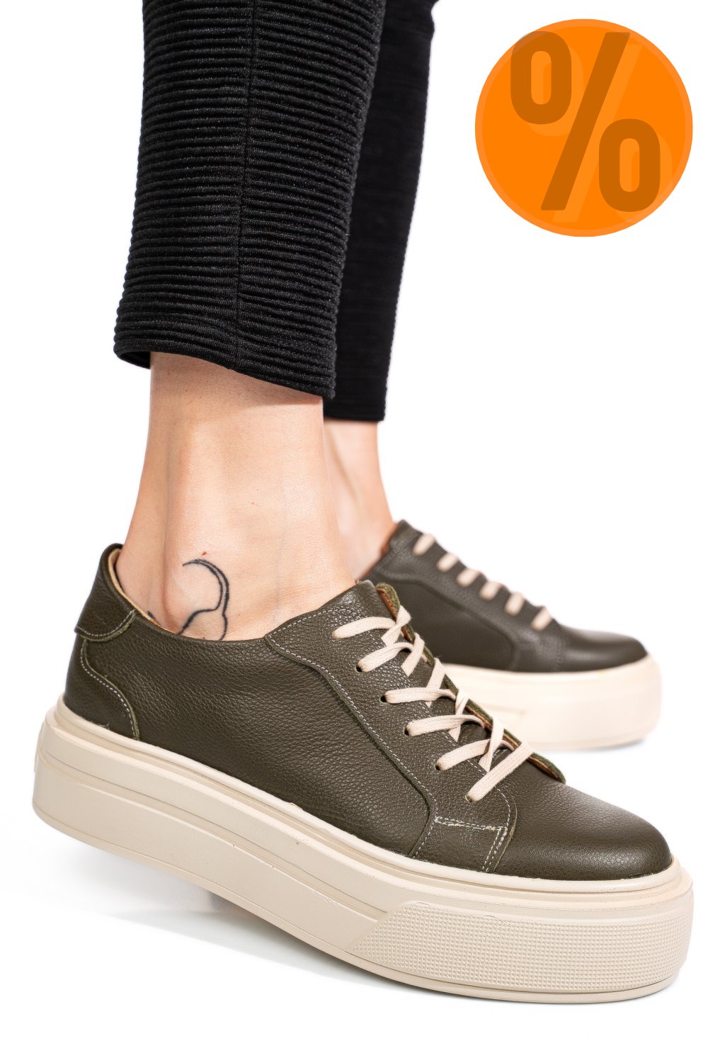 PANTOFI SPORT OLIVE PIELE NATURALA 3S77000