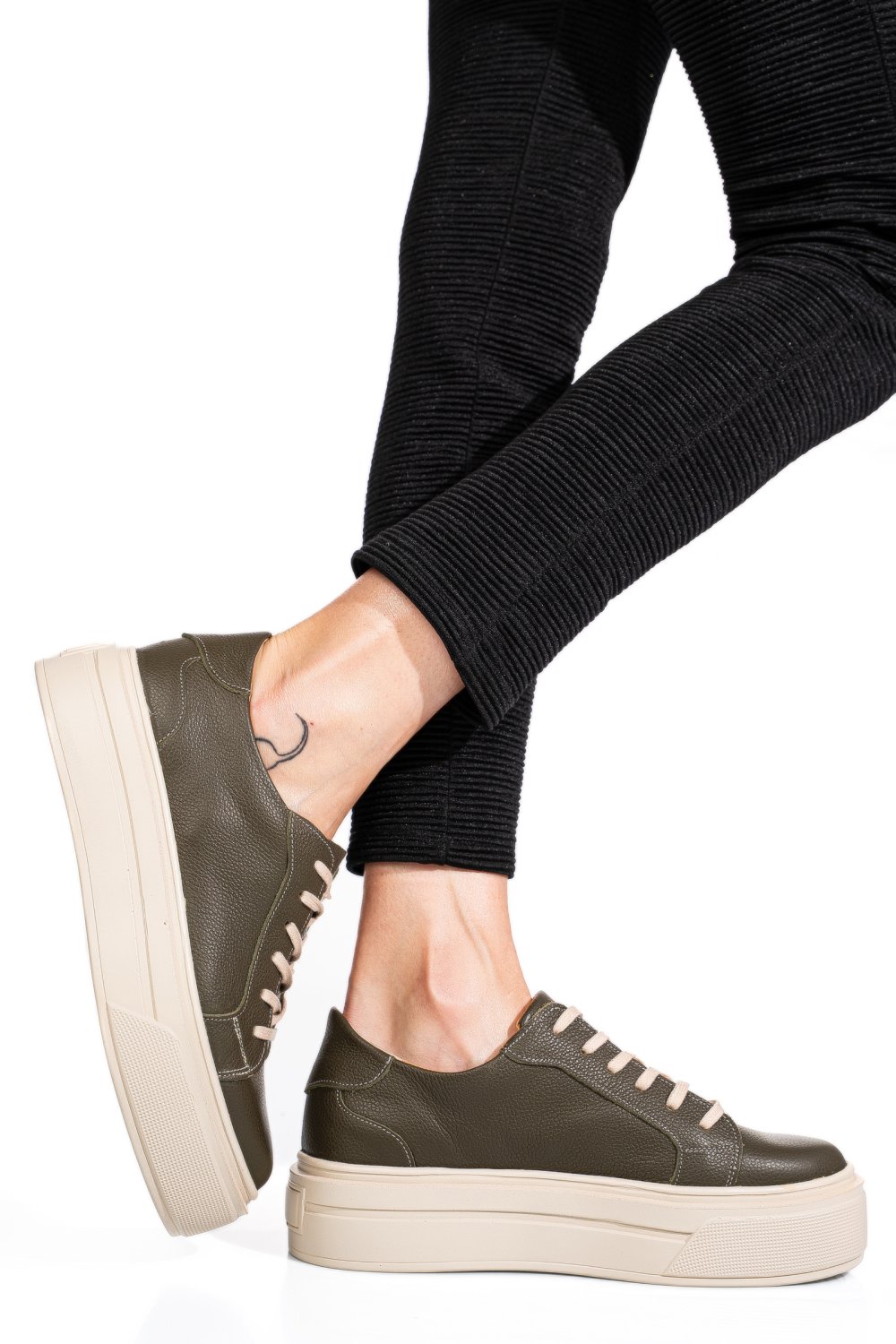 PANTOFI SPORT OLIVE PIELE NATURALA 3S77000