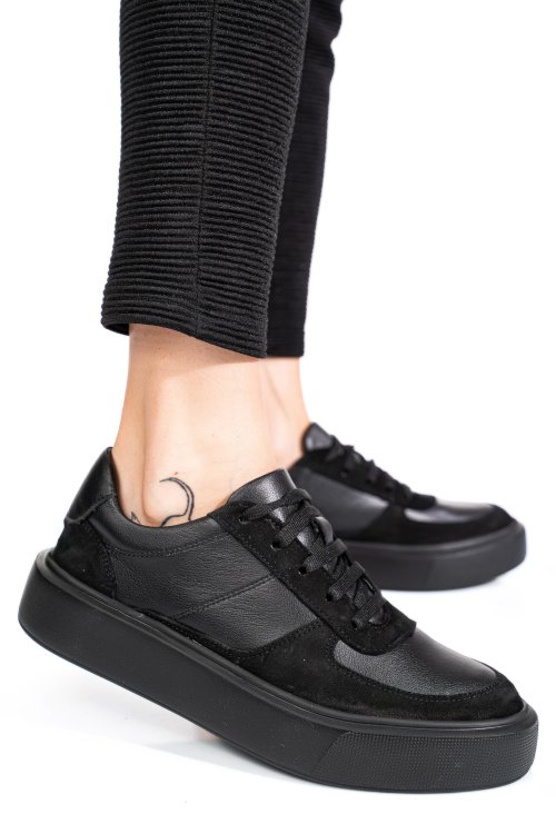 Pantofi sport negri piele naturala 4s77541