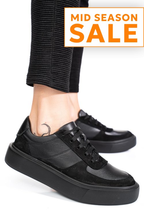 Pantofi sport negri piele naturala 4s77541