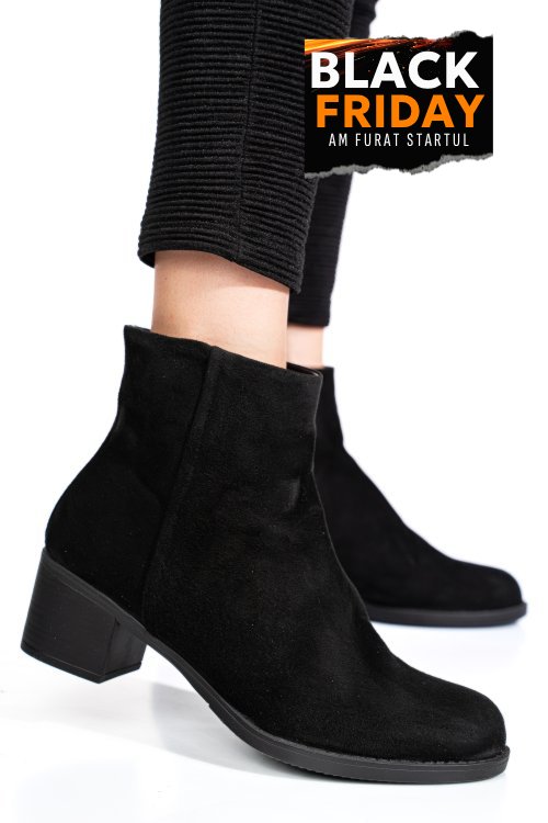Botine negre piele naturala intoarsa 3s77871