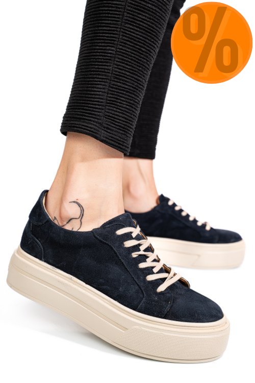 Pantofi sport bleumarin piele naturala intoarsa 3s77000