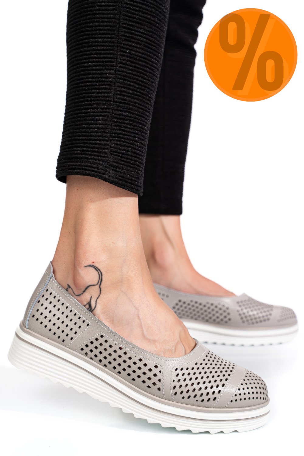ESPADRILE GRI PIELE NATURALA PSPL2033
