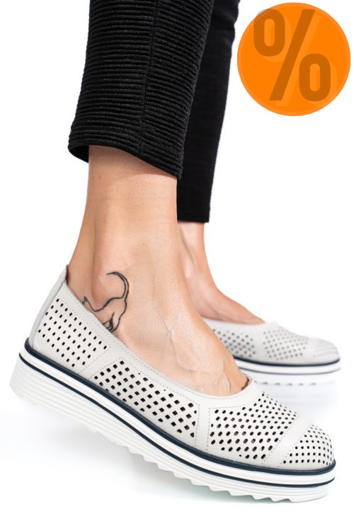 Espadrile albe piele naturala pspl2033