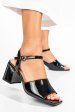 Sandale negre piele naturala lacuita xspt24048