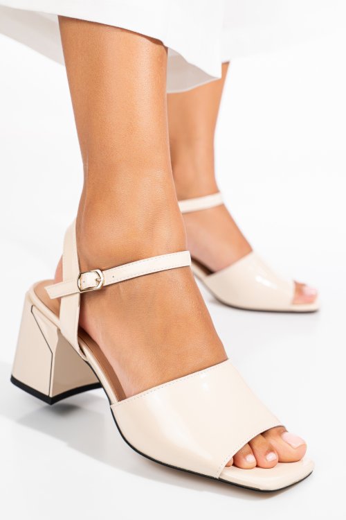 Sandale bej piele naturala lacuita xspt24048