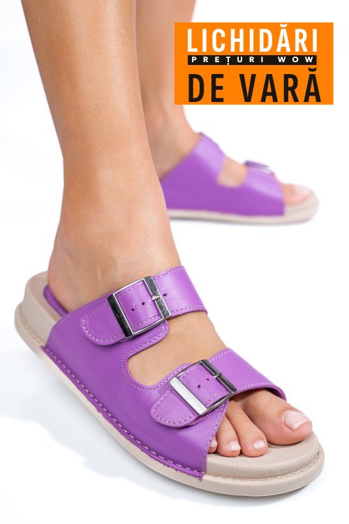 Papuci mov piele naturala apckd-0100