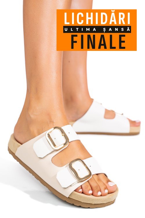 Papuci albi piele naturala es772051