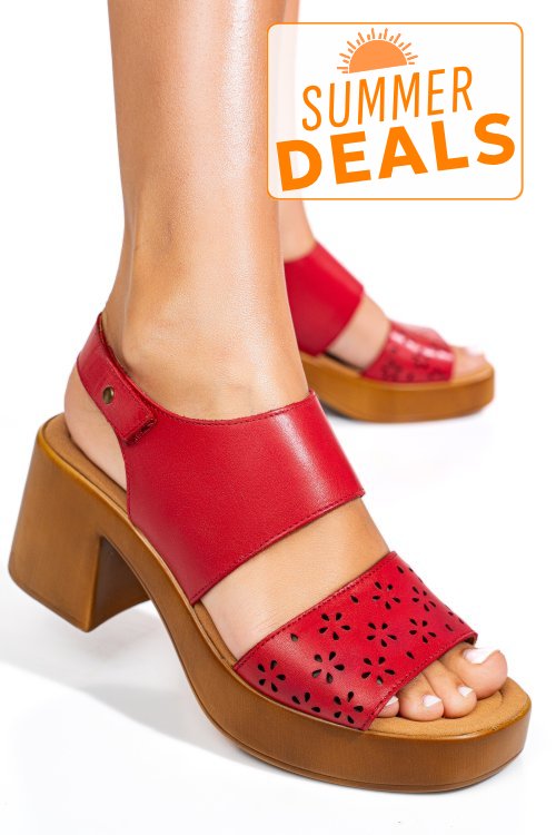 Sandale rosii piele naturala ps7702c25