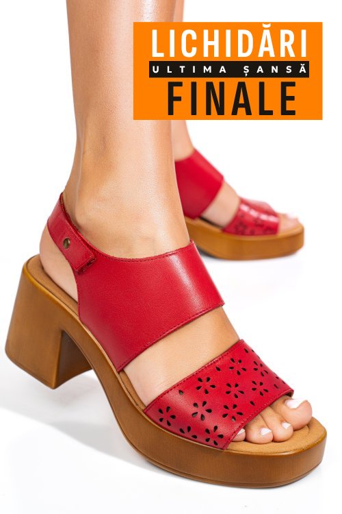 Sandale rosii piele naturala ps7702c25
