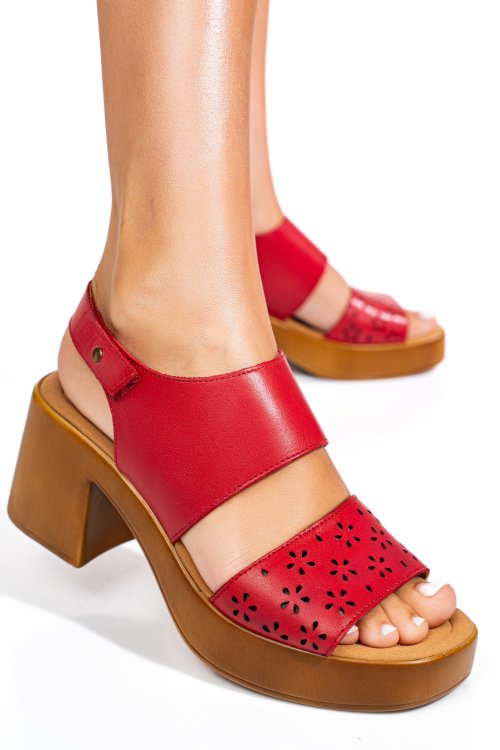 Sandale rosii piele naturala ps7702c25