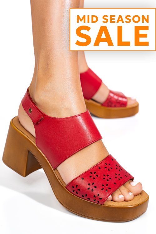 Sandale rosii piele naturala ps7702c25