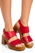 SANDALE ROSII PIELE NATURALA PS7702C25