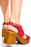 SANDALE ROSII PIELE NATURALA PS7702C25