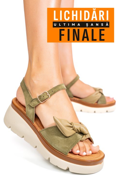 Sandale khaki piele naturala intoarsa 1s778234