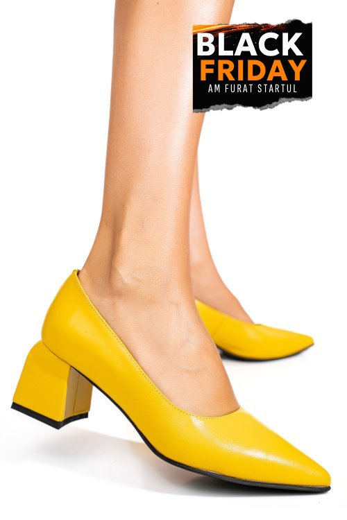 Pantofi galbeni piele naturala 5s77460