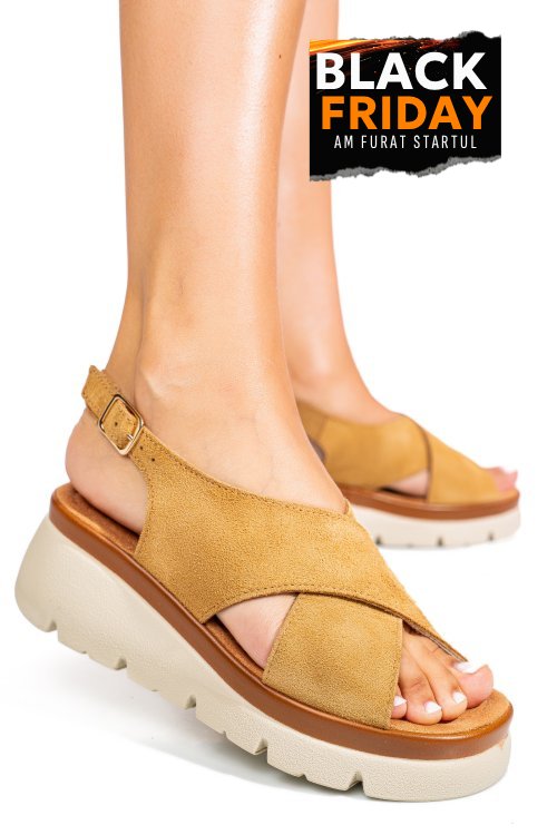 Sandale maro piele naturala intoarsa 1s777986