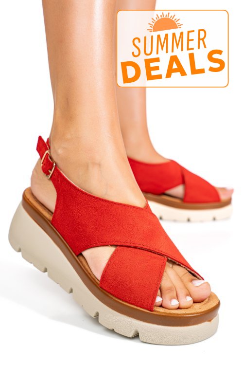 Sandale rosii piele naturala intoarsa 1s777986