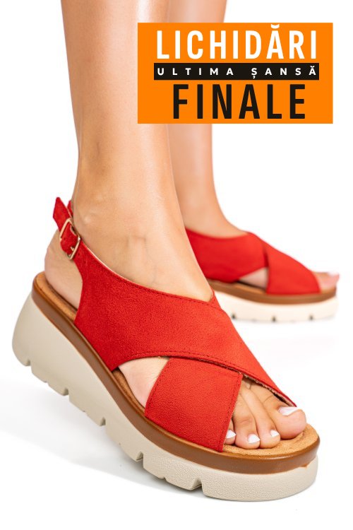 Sandale rosii piele naturala intoarsa 1s777986