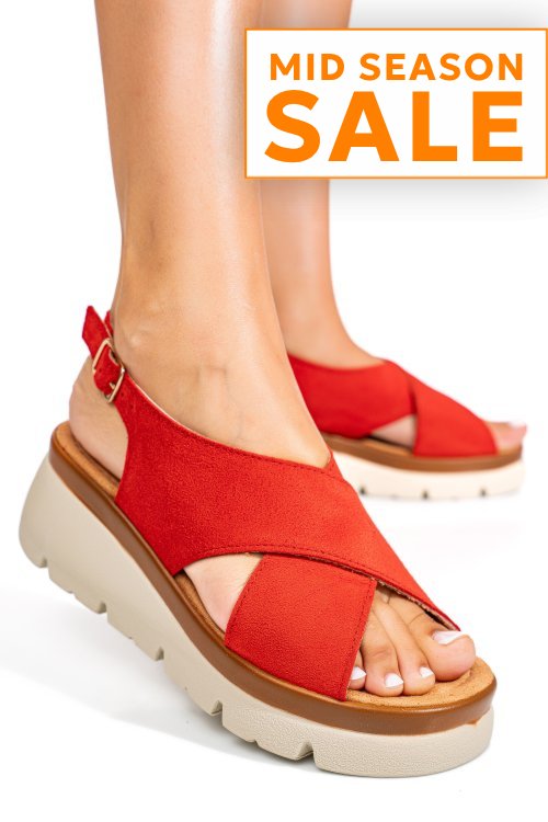 Sandale rosii piele naturala intoarsa 1s777986