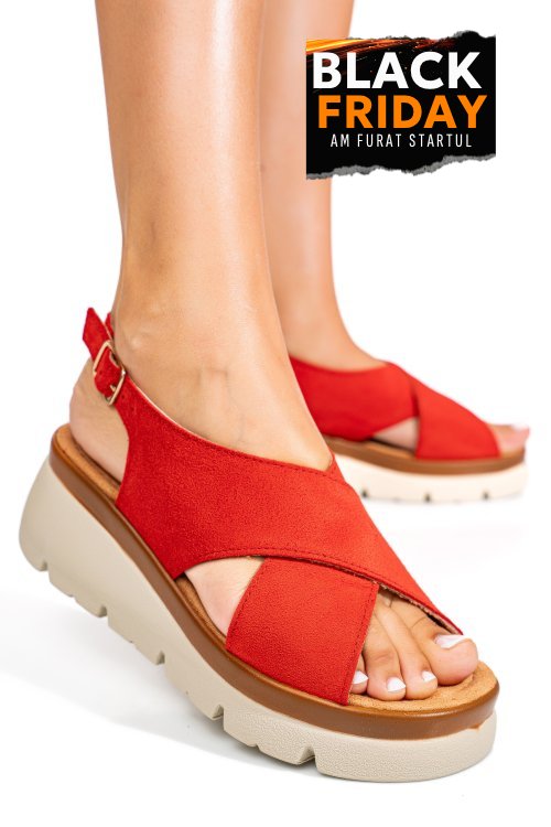 Sandale rosii piele naturala intoarsa 1s777986