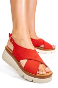 SANDALE ROSII PIELE NATURALA INTOARSA 1S777986