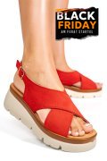 SANDALE ROSII PIELE NATURALA INTOARSA 1S777986