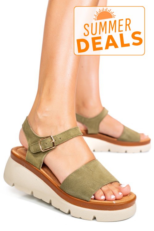 Sandale khaki piele naturala intoarsa 1s778360
