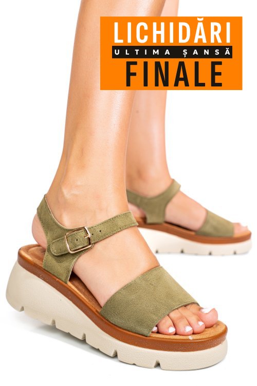Sandale khaki piele naturala intoarsa 1s778360
