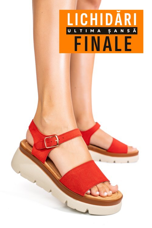 Sandale rosii piele naturala intoarsa 1s778360
