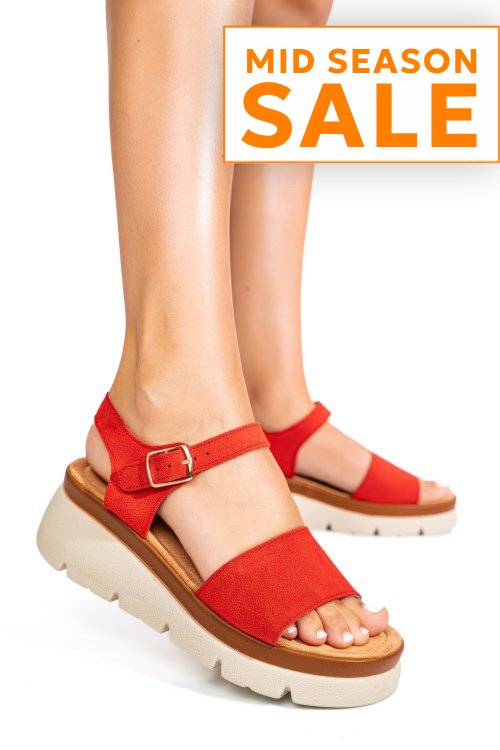 Sandale rosii piele naturala intoarsa 1s778360