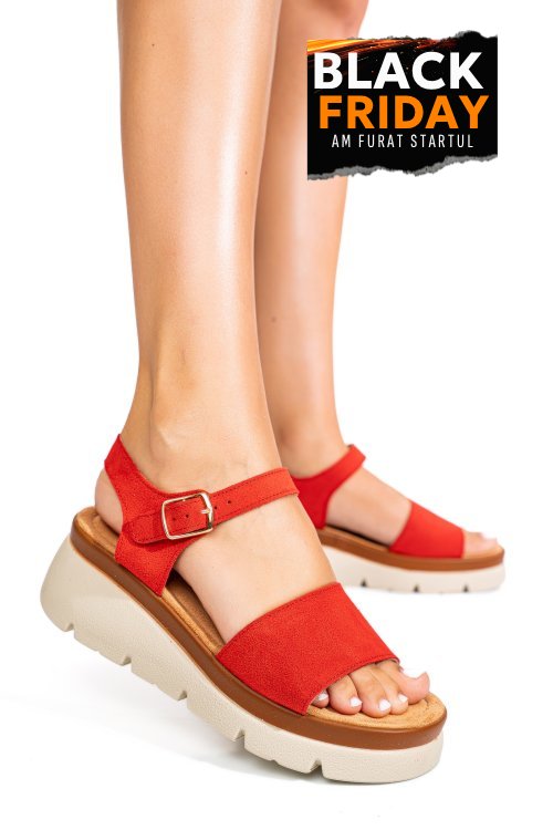 Sandale rosii piele naturala intoarsa 1s778360