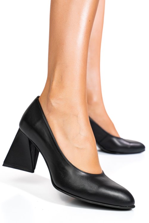 Pantofi negri piele naturala 5s77003-a