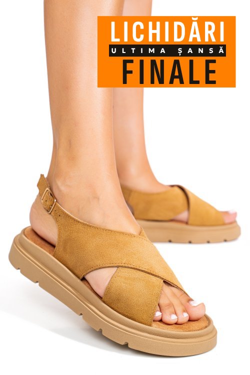 Sandale maro piele naturala intoarsa 1s777986-ka