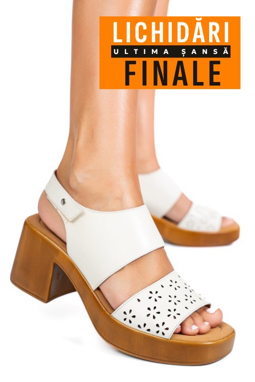 Sandale albe piele naturala ps7702c30