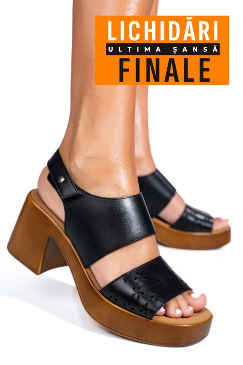 Sandale negre piele naturala ps7702c10