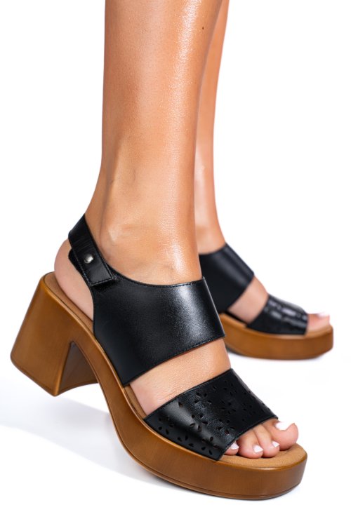 Sandale negre piele naturala ps7702c10