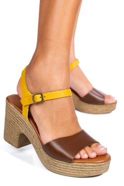 SANDALE MARO GALBEN PIELE NATURALA 6711504