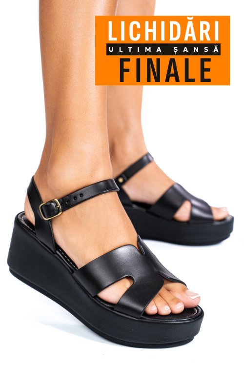 Sandale negre piele naturala ls77ecce