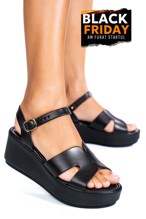 Sandale negre piele naturala ls77ecce