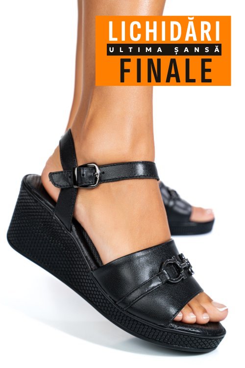 Sandale negre piele naturala 4s7775