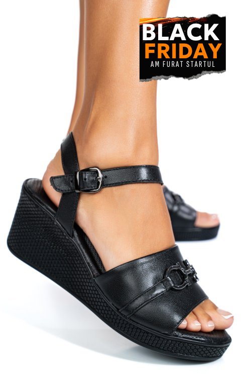 Sandale negre piele naturala 4s7775