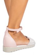 SANDALE BEJ FLORAL PIELE NATURALA 5S7718