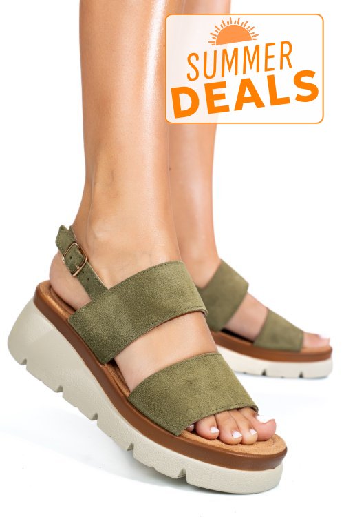 Sandale khaki piele naturala intoarsa 1s778362