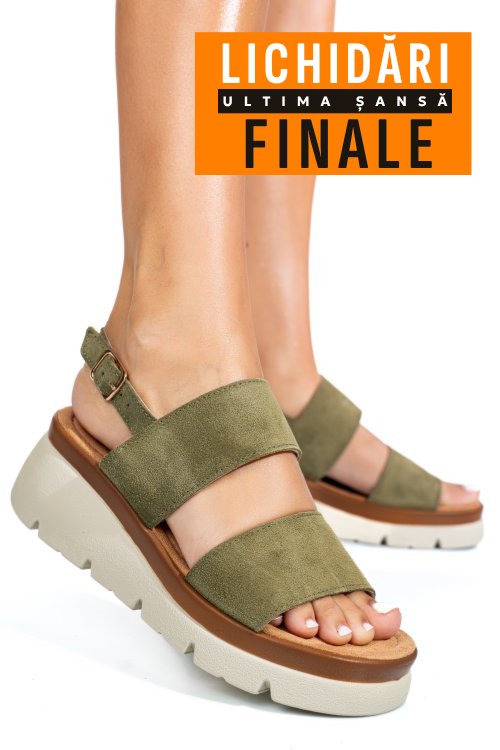 Sandale khaki piele naturala intoarsa 1s778362