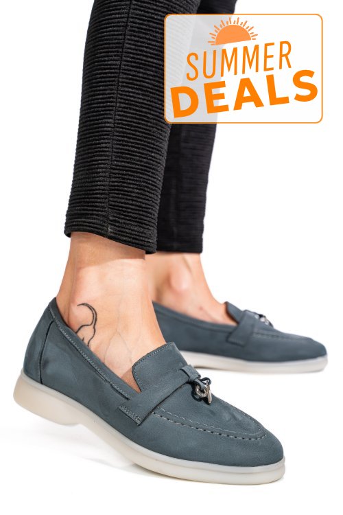Mocasini albastri piele naturala intoarsa 4s7755
