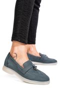 MOCASINI ALBASTRI PIELE NATURALA INTOARSA 4S7755