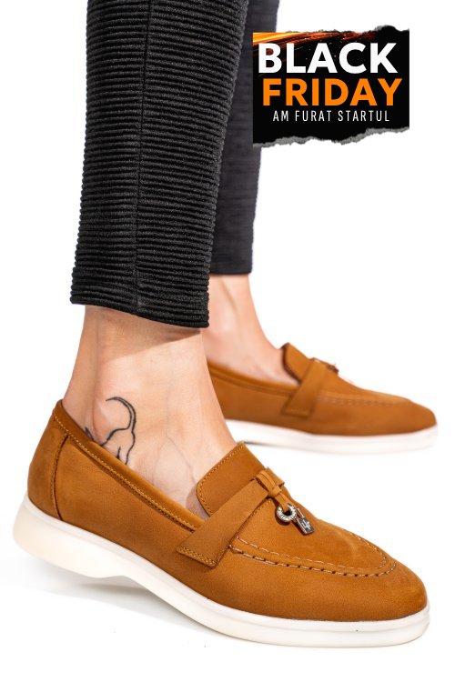Mocasini maro piele naturala intoarsa 4s7755