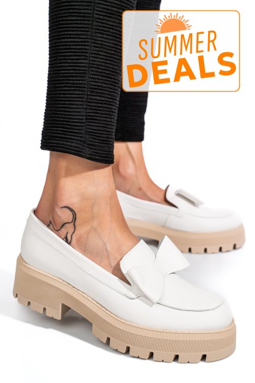 Mocasini albi piele naturala 2s77115